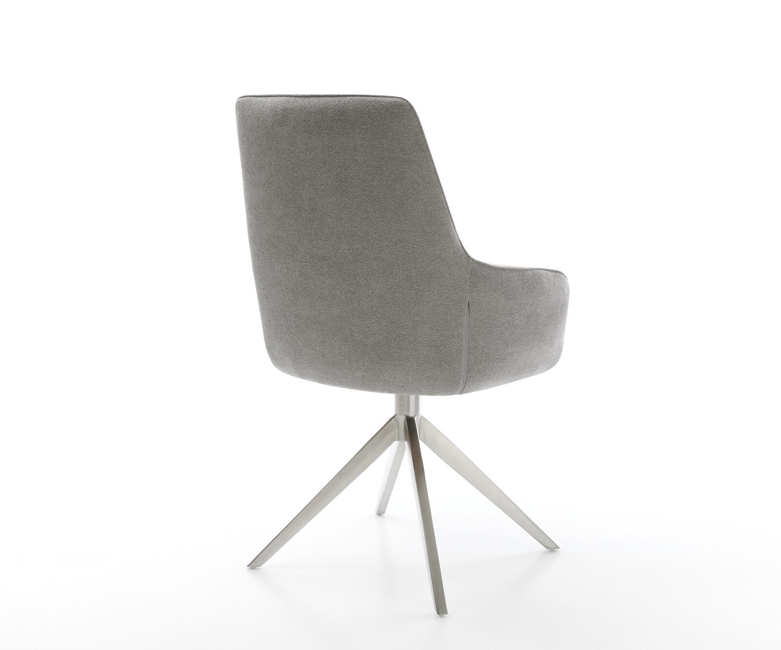 Chaise-pivotante Zelia-Flex avec accoudoirs tissu structuré doux gris pied croisé large acier inoxydable pivotement sur 360° fonction bascule resorts ensachés 4