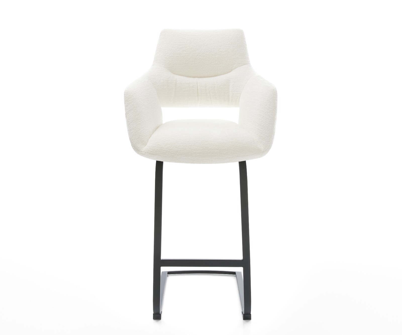 Chaise-de-bar Yago-Flex Bouclé doux Beige Pied cantilever plat noir Noir Ressort ensaché 2