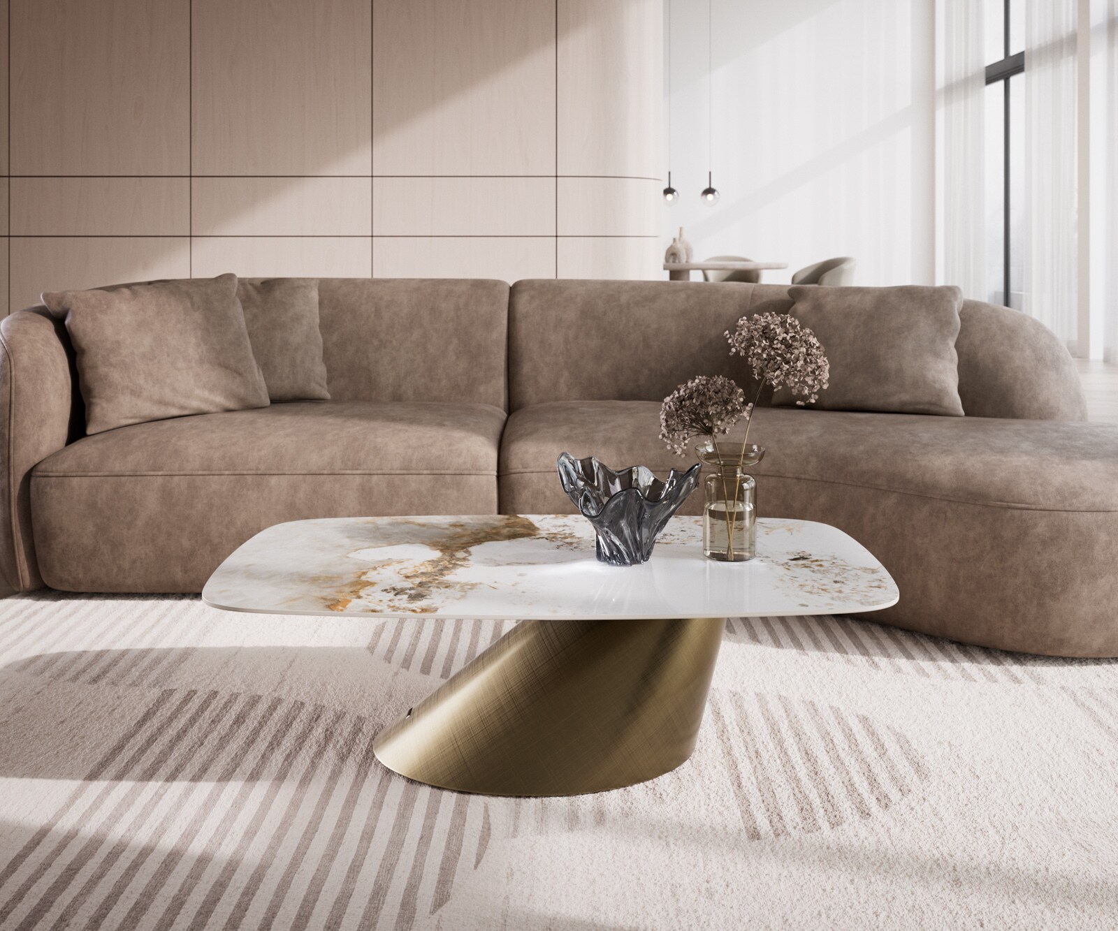 Couchtisch Edge Boot 120x70 cm Keramik Minas Melange Conis Metallic Gold 2