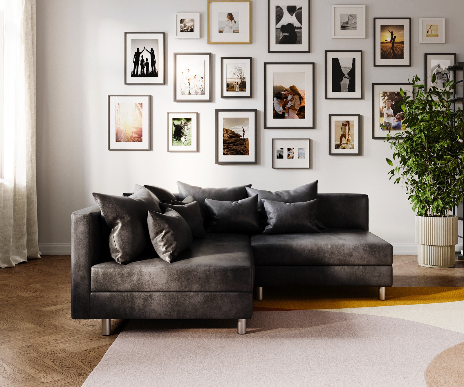 Ecksofa Clovis Anthrazit Antik Optik Ottomane Links Modulsofa 2