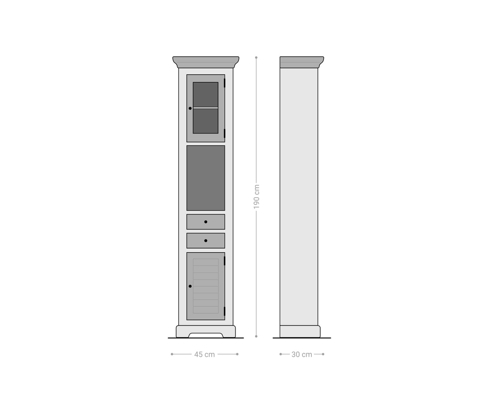 Hochschrank Casa  45x190 cm Mango Weiss Natur 6 Hochschrank Casa  45x190 cm Mango Weiss Natur 6
