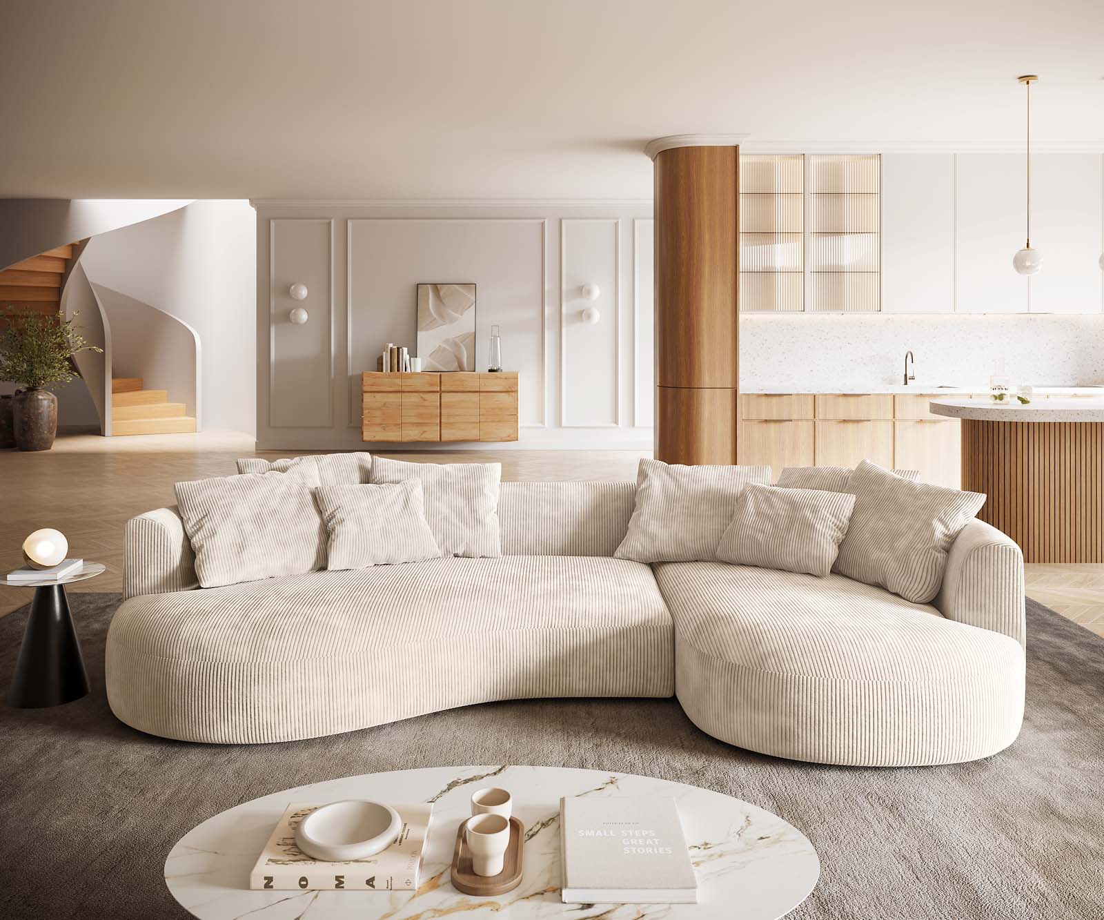 Sofa Edina 330x170 cm Cord Beige 1 Sofa Edina 330x170 cm Cord Beige 1