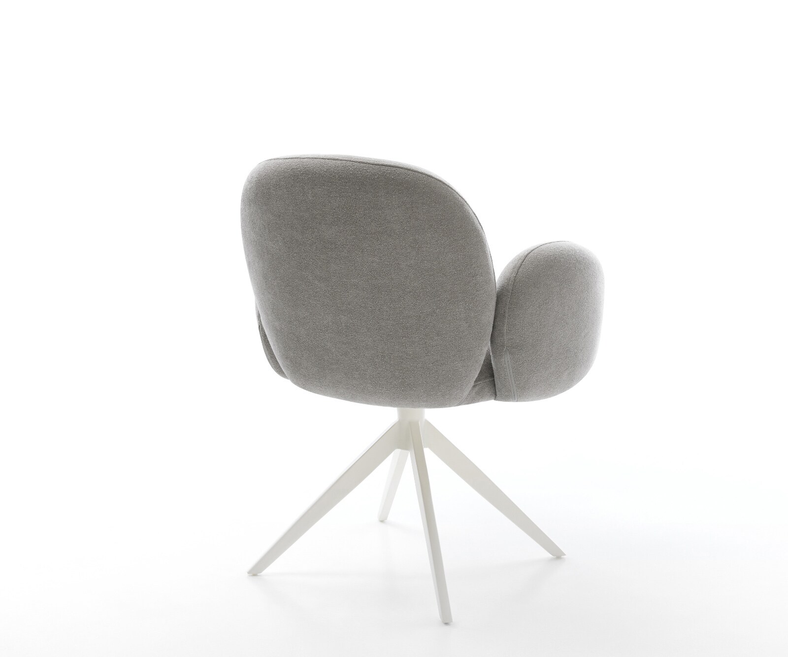 Drehstuhl Nube-Flex mit Armlehnen Strukturstoff Soft Grau Kreuzgestell breit Weiß 360° drehbar Wippfunktion Taschenfederkern 4