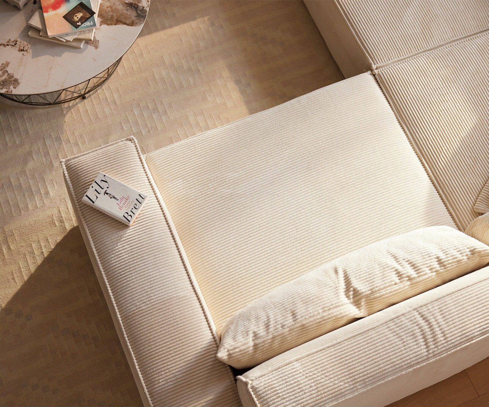Wohnlandschaft Sirpio XL 360x260 cm Cord Beige Recamiere variabel 4