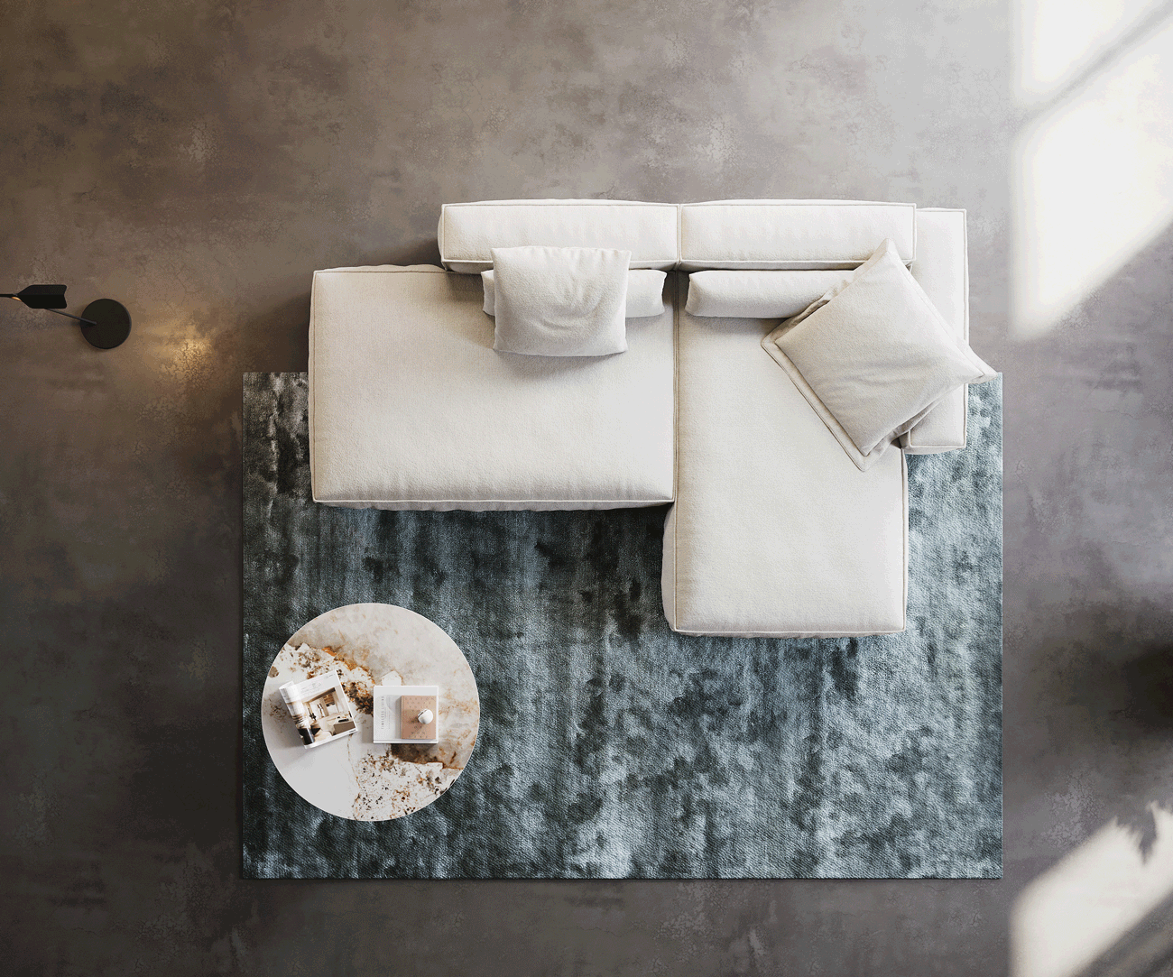 Ecksofa Freestyle 310x200 cm Bouclé Soft Beige Kedernaht 6