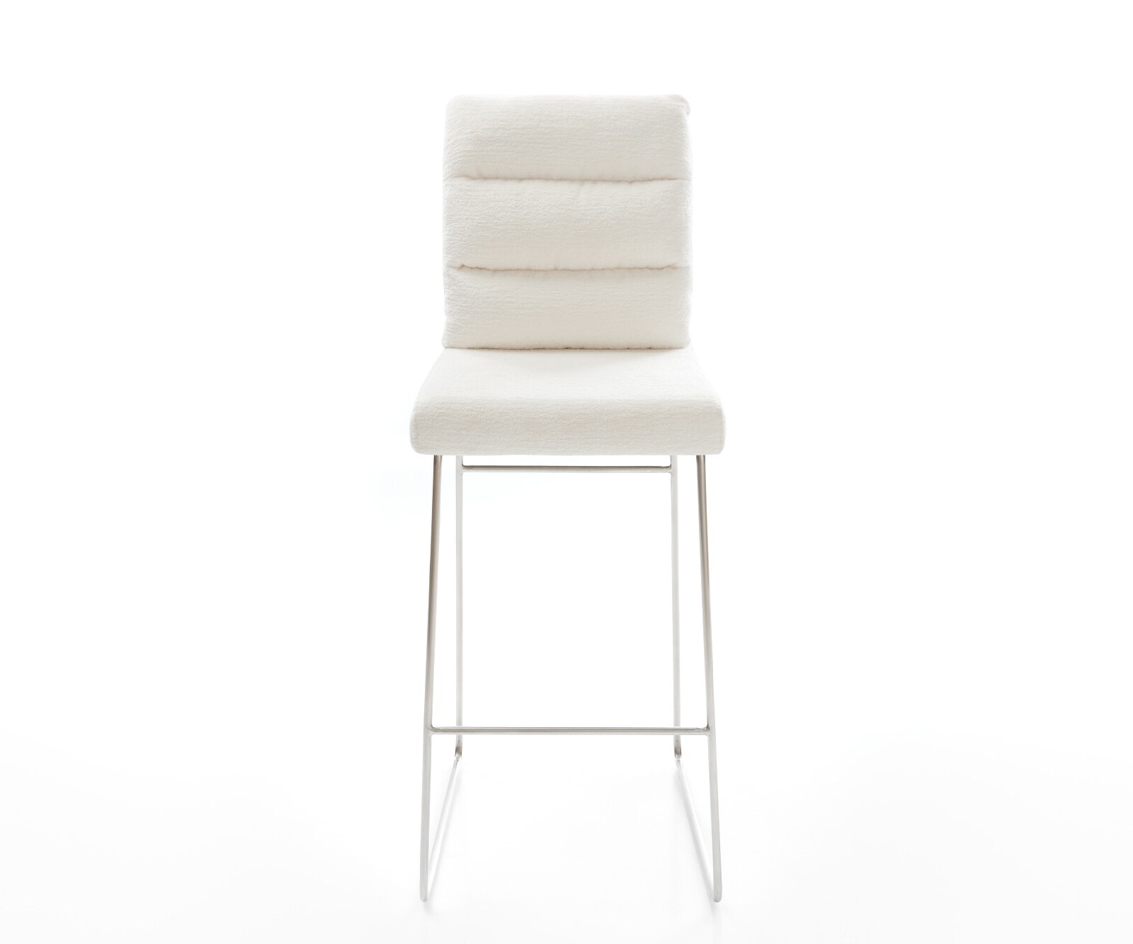 Barstuhl Pela-Flex Bouclé Soft Beige Kufengestell Edelstahl Silberfarben 2