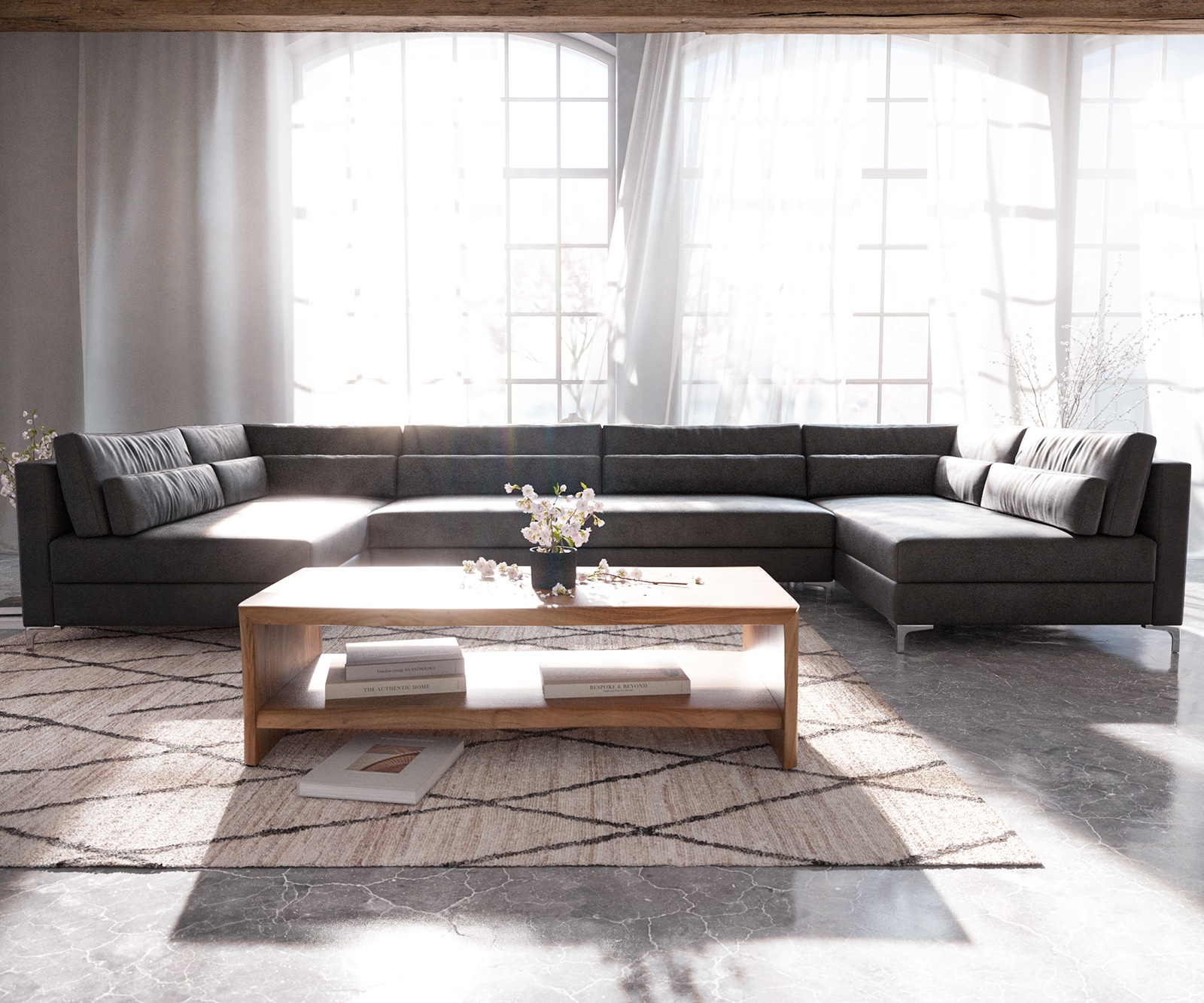 Wohnlandschaft Elio XL 400x185 cm Lederimitat Vintage Anthrazit 1 Wohnlandschaft Elio XL 400x185 cm Lederimitat Vintage Anthrazit 1