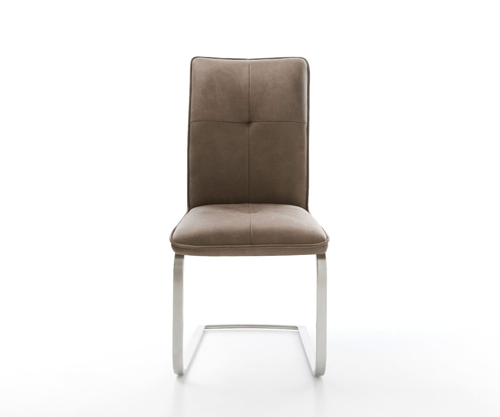 Cantilever Maddy-Flex microvelours taupe vintage pied cantilever plat acier inoxydable brossé 1