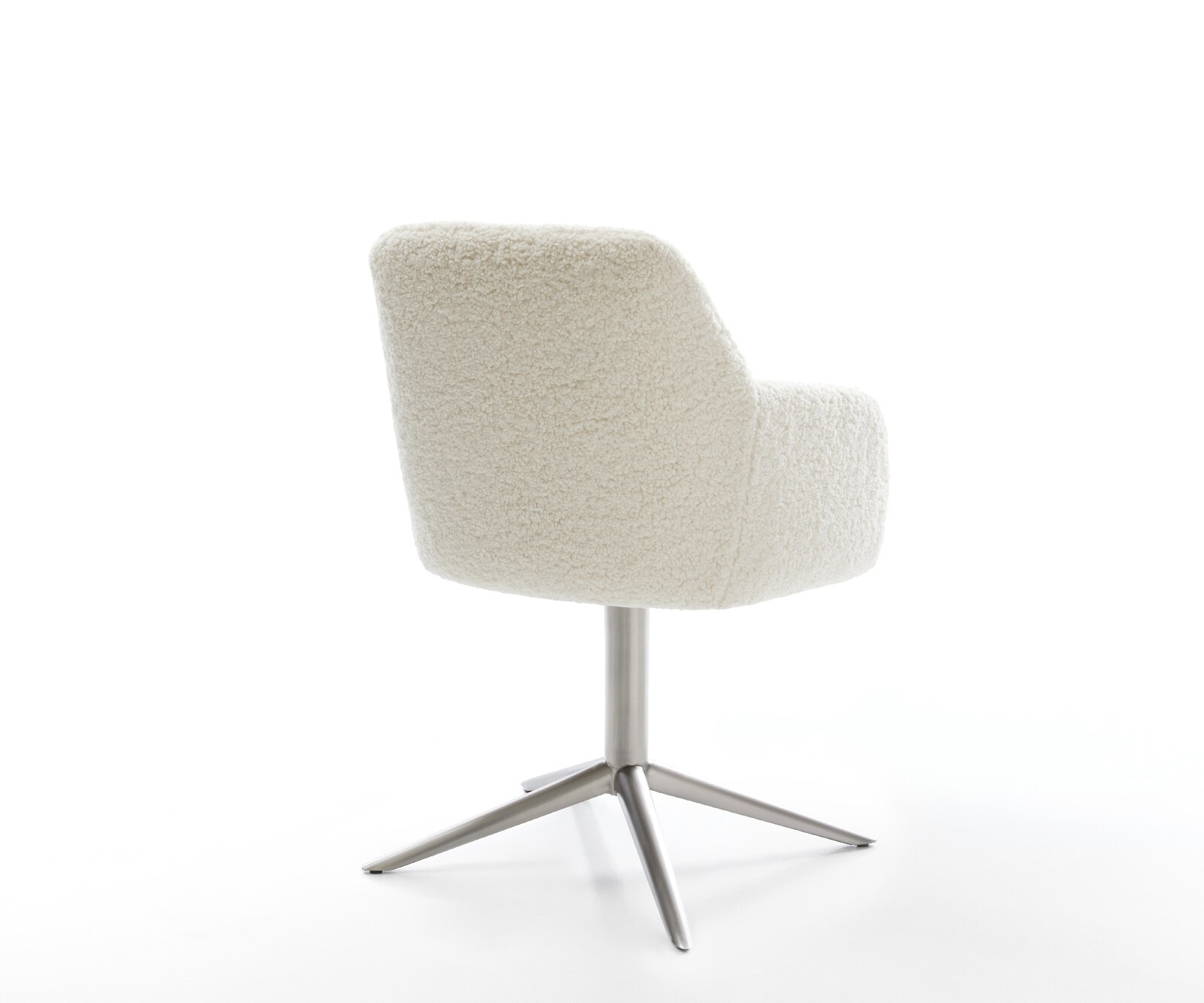 Drehstuhl Greg-Flex Teddystoff Beige Fußkreuz Edelstahl 360° drehbar Wippfunktion Taschenfederkern 4