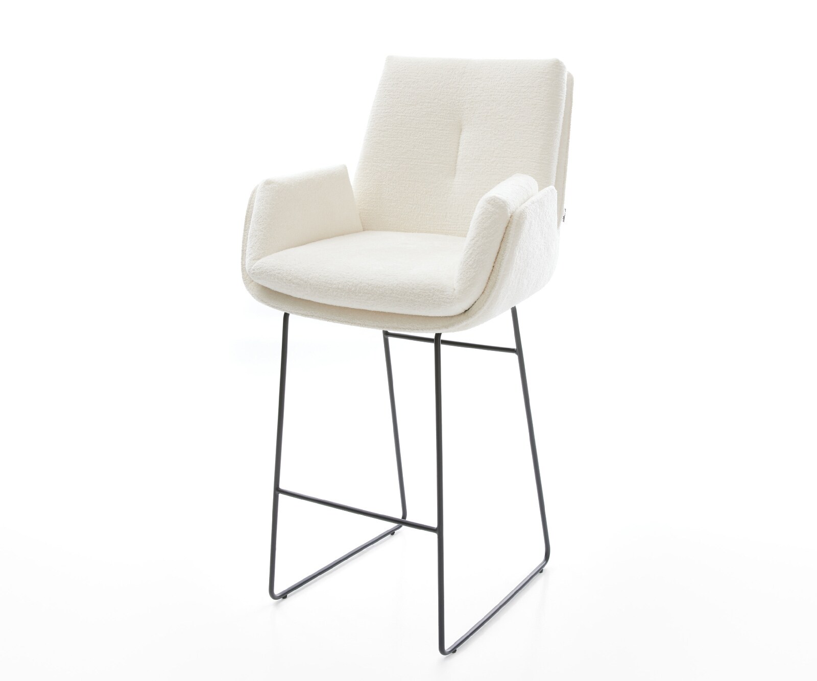 Barstuhl Clea-Flex Bouclé Soft Beige Kufengestell Metall Schwarz