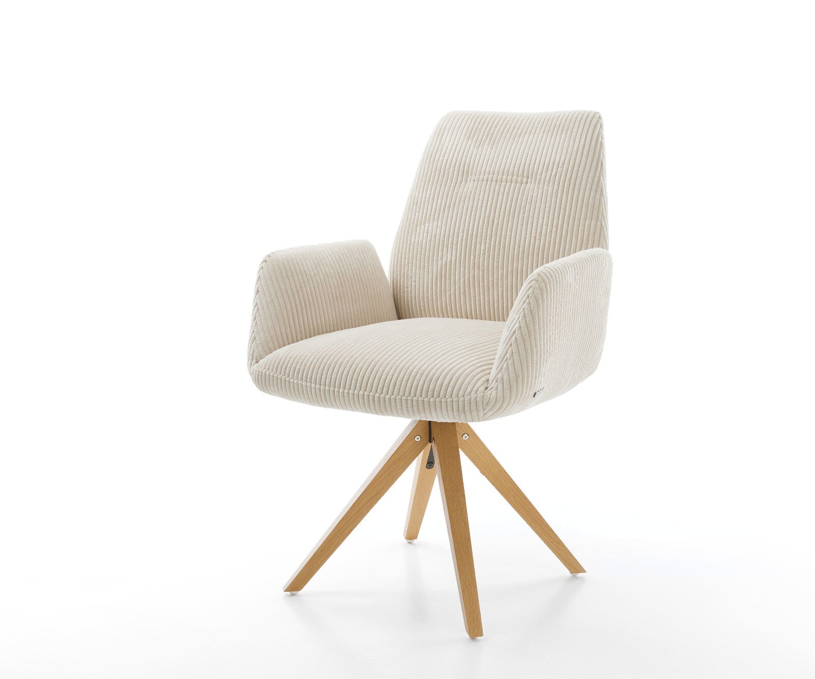 Drehstuhl Zoa-Flex Cord Beige Holzgestell kantig 180° drehbar