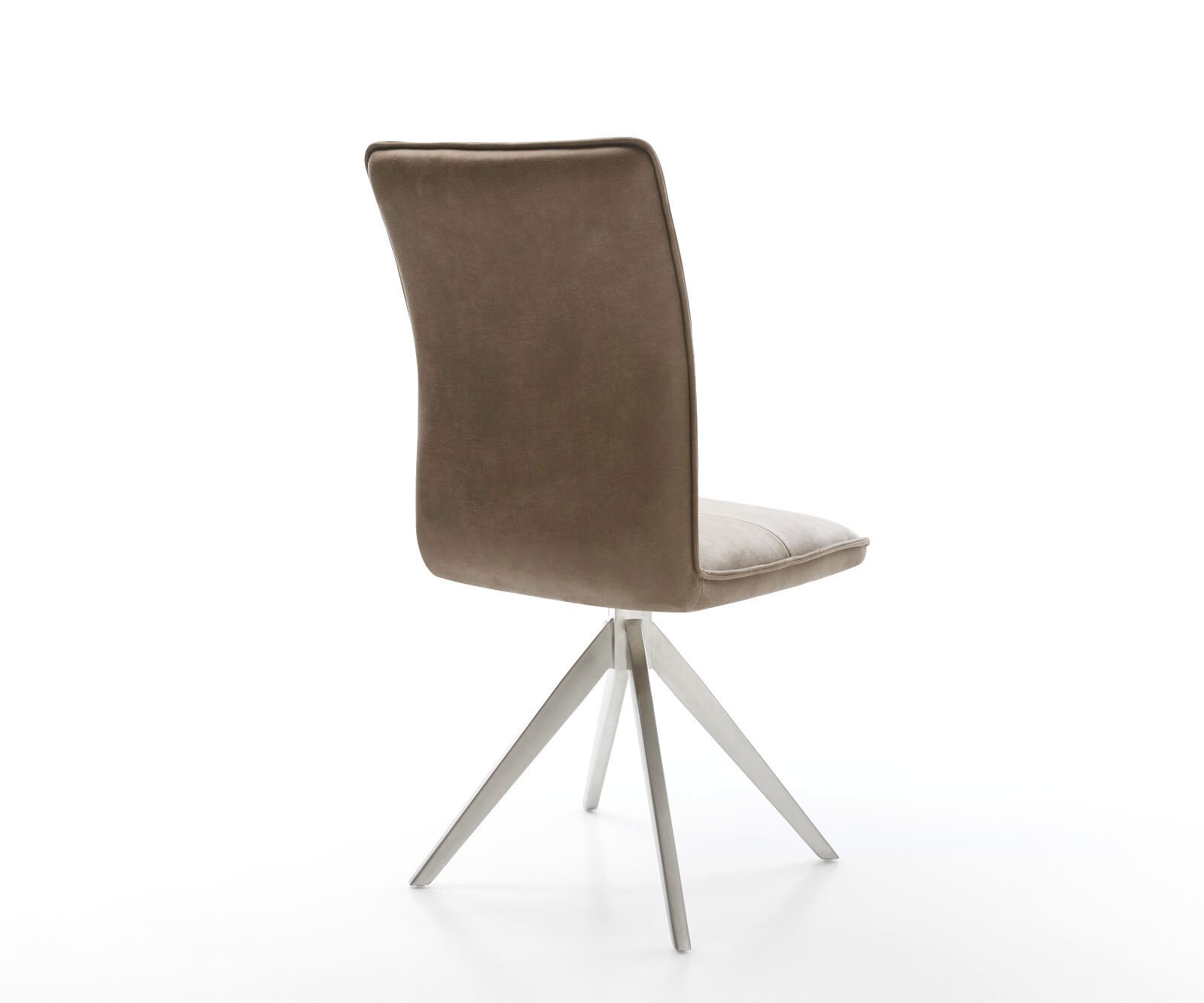 Esszimmerstuhl Maddy-Flex Mikrofaser Taupe Vintage Kreuzgestell kantig Edelstahl 4