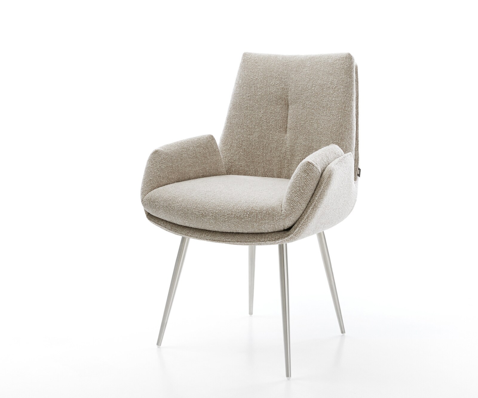 Esszimmerstuhl Clea-Flex Webstoff Soft Beige 4-Fuß konisch Edelstahl 1