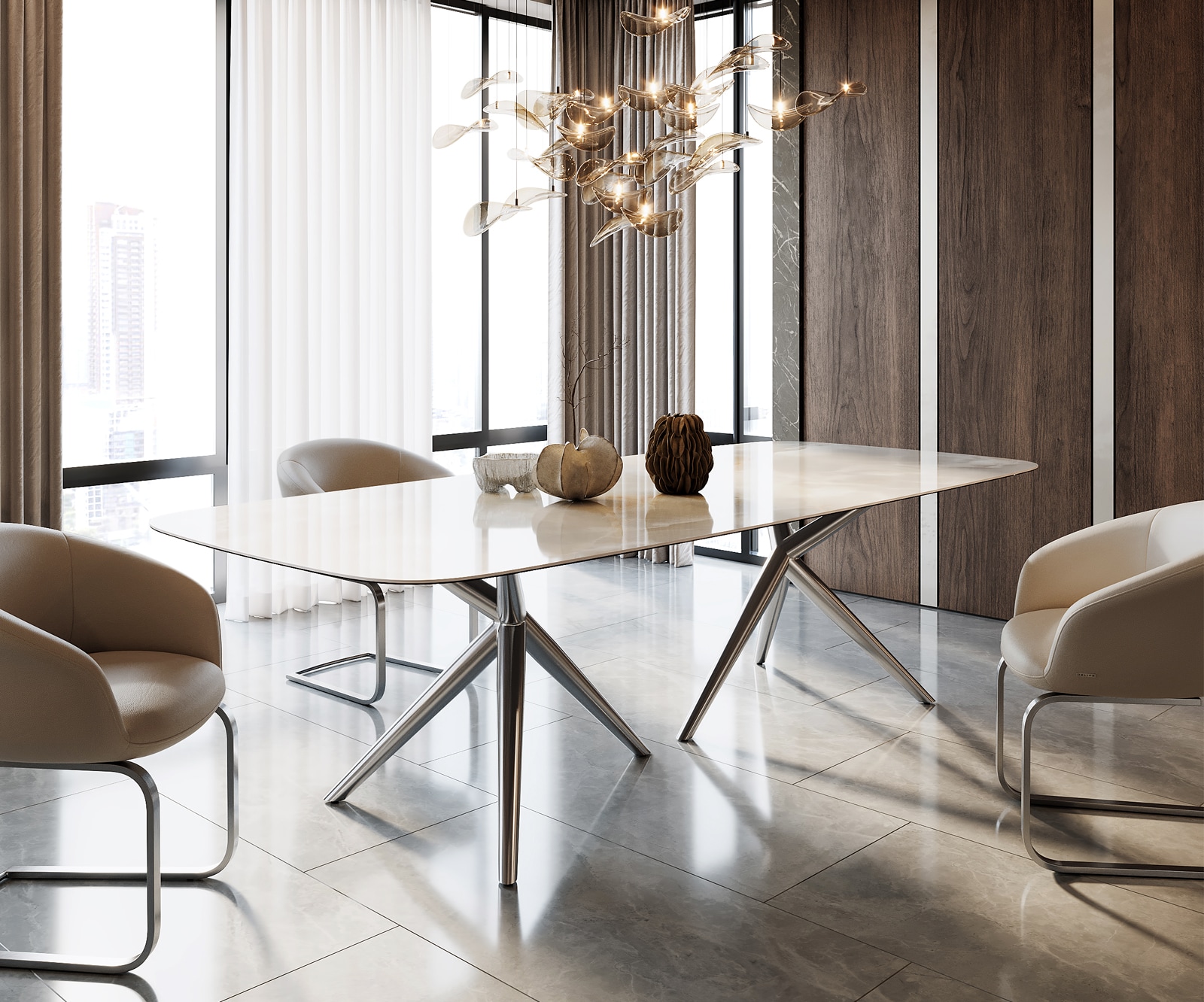 Esstisch Edge Boot 270x120 Keramik Iris FMG Onice Grigio Estelar rund Edelstahl Esstisch Edge Boot 270x120 Keramik Iris FMG Onice Grigio Estelar rund Edelstahl