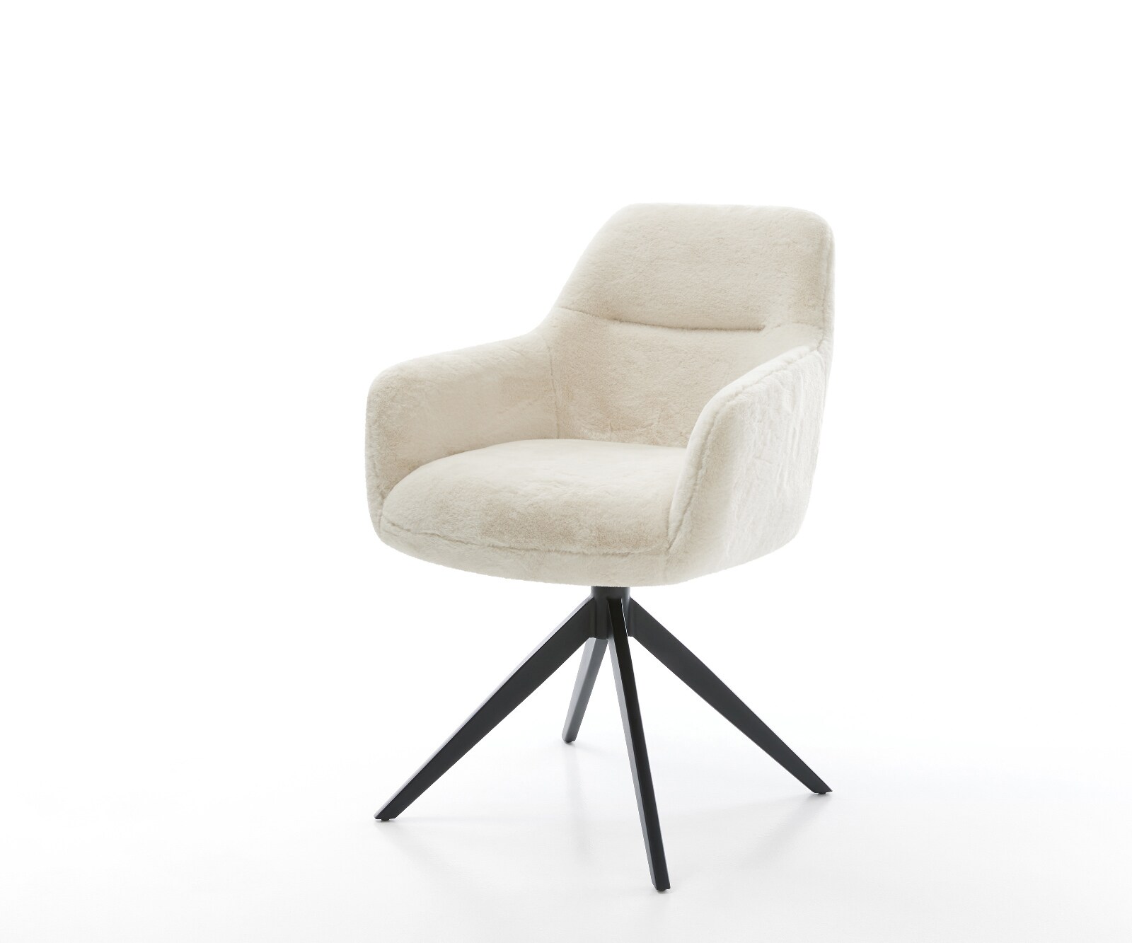 Chaise-pivotante Pejo-Flex peluche crème-blanc pied croisé large noir pivotement sur 360° fonction bascule resorts ensachés 1