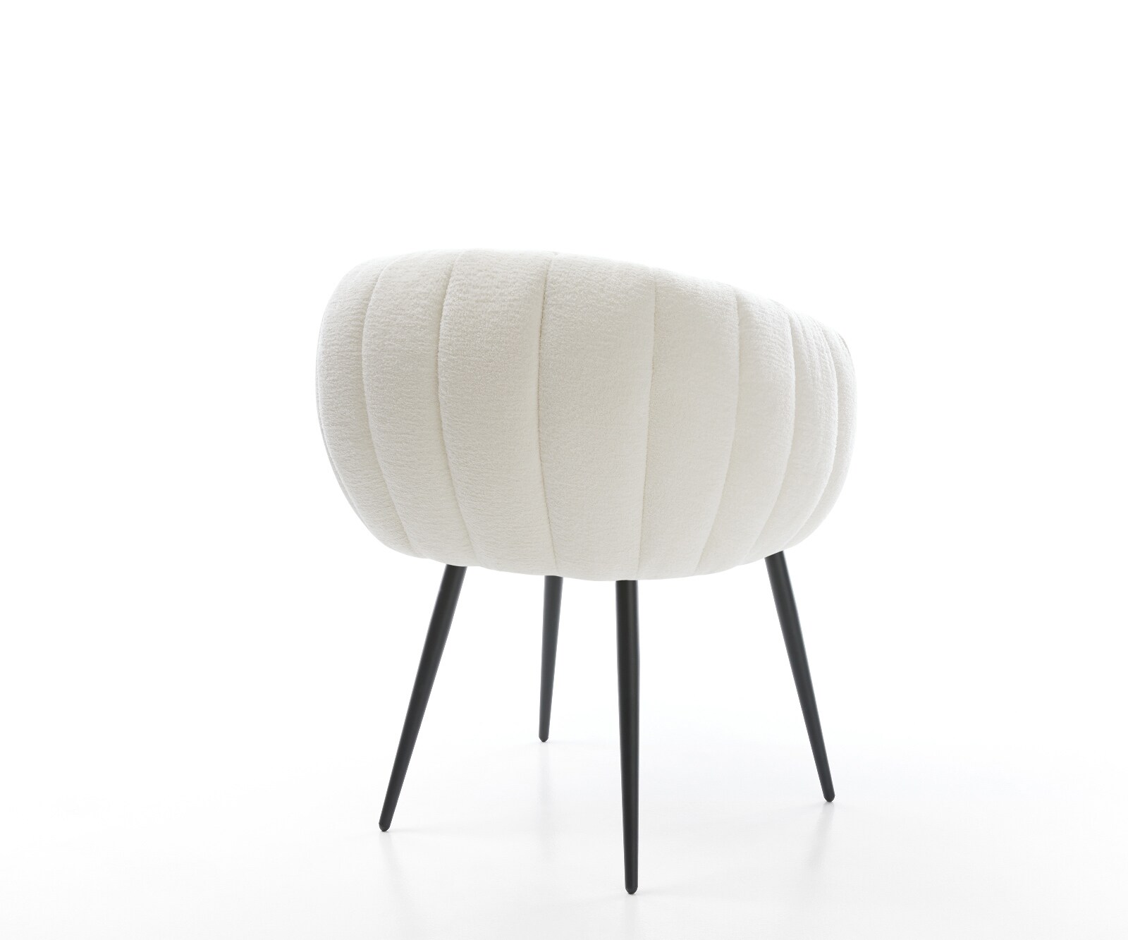 Chaise-de-salle-à-manger Jada-Flex bouclé doux beige 4 pieds coniques noir ressorts ensachés 4