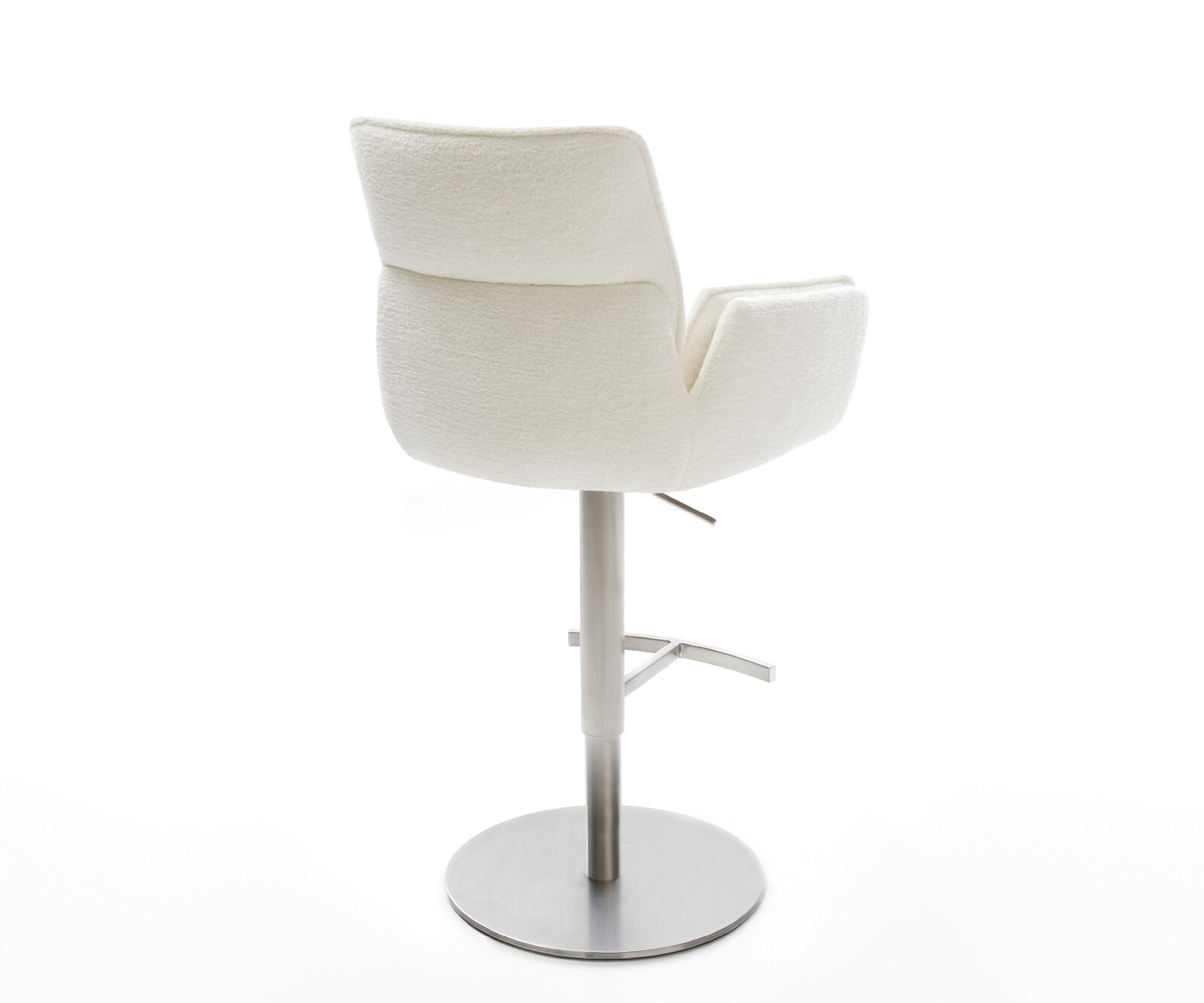 Barstuhl Nela-Flex Bouclé Soft Beige Drehfuß höhenverstellbar Edelstahl Silberfarben 5