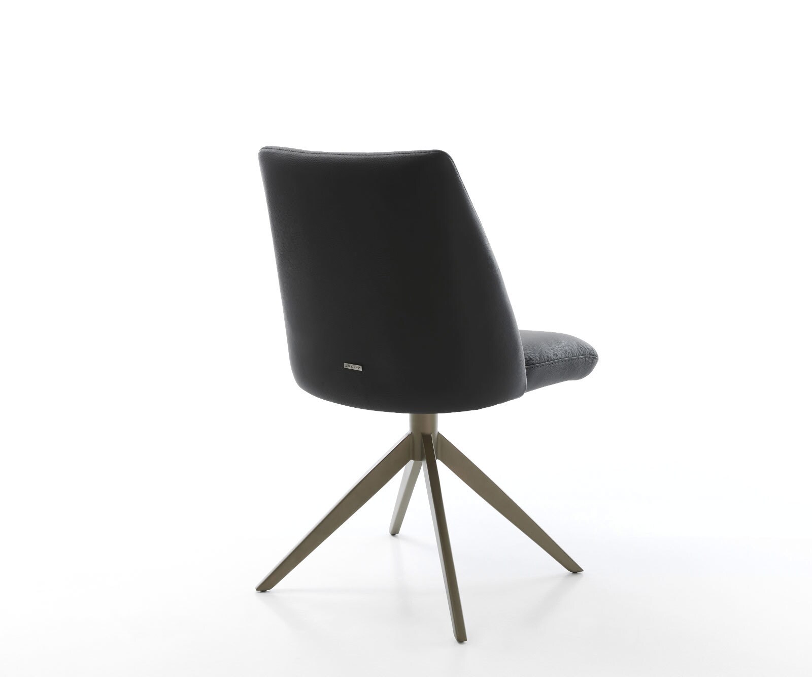 Drehstuhl Elso-Flex Echt-Leder Schwarz Kreuzgestell breit Effektfinish Titan 360° drehbar Wippfunktion Taschenfederkern 4