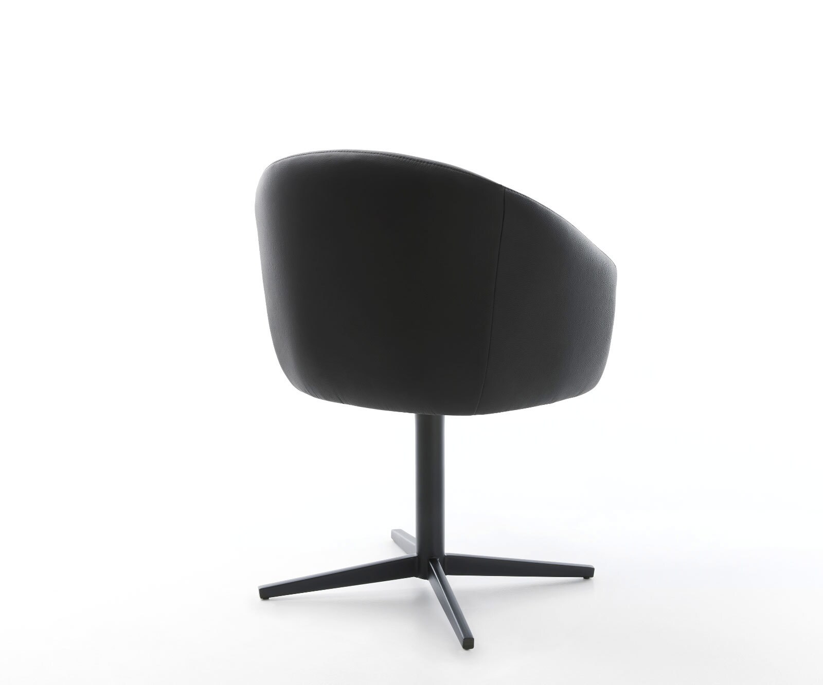 Chaise-pivotante Caja-Flex avec accoudoirs cuir de vache noir pied de chaise 4 branches noir pivotement sur 360° ressorts ensachés 5