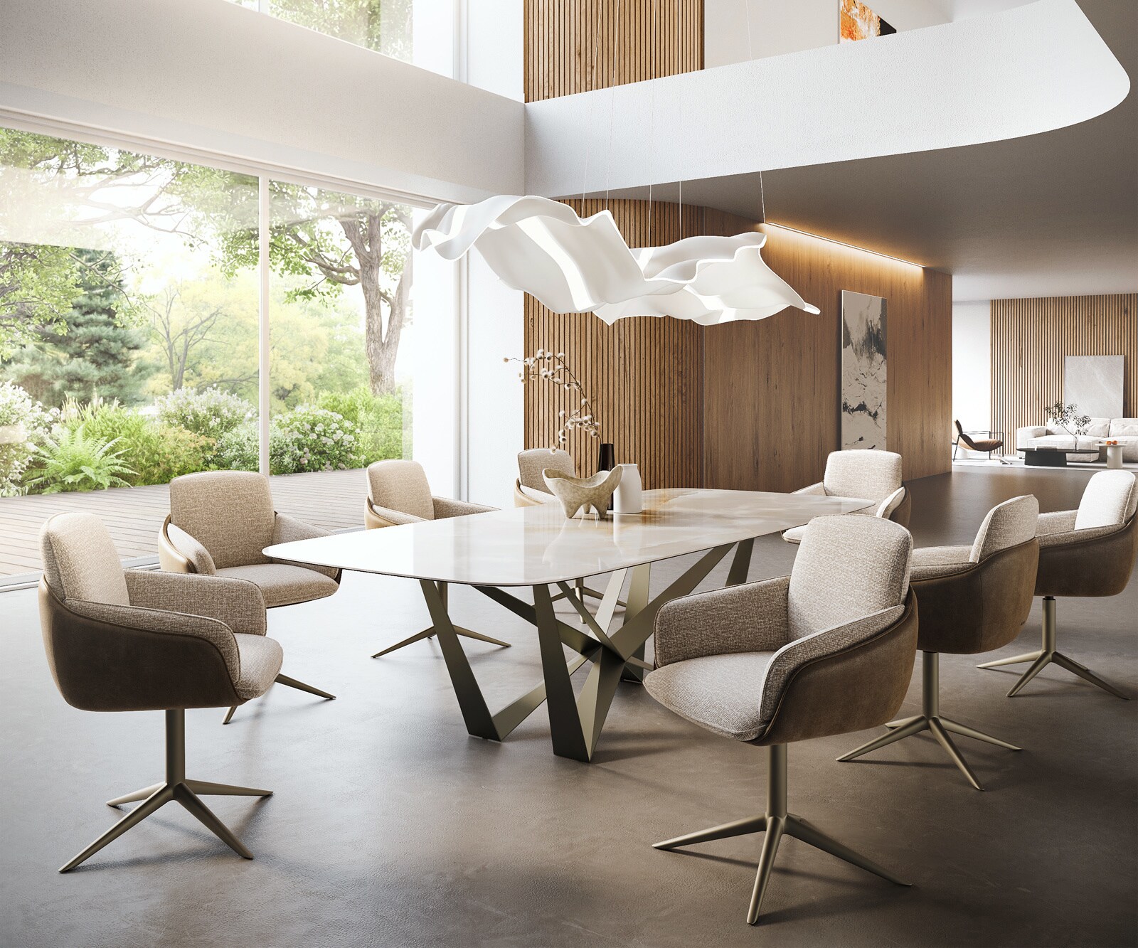 Esstisch Edge Boot 270x120 cm Keramik Iris FMG Onice Grigio Spider Metall Effektfinish Titan 6