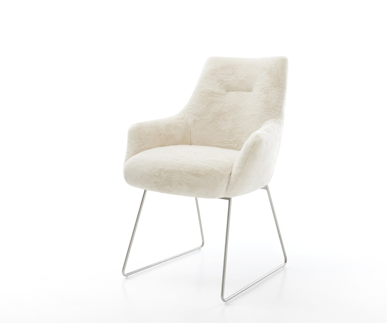 Chaise-pivotante Alja-Flex avec accoudoirs cuir de vache noir pied croisé large noir ressorts ensachés pivote sur 360°