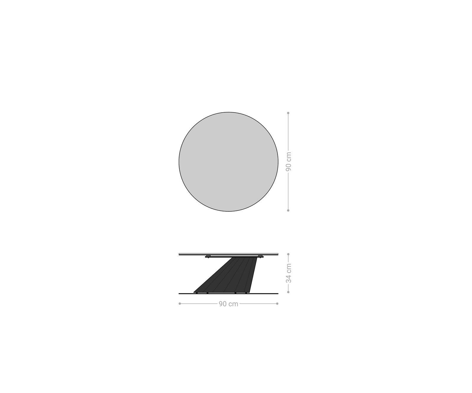 Couchtisch Edge Rund 90x90 cm Keramik Laminam® Noir Desir Braun Parabi Metallic Silber 8
