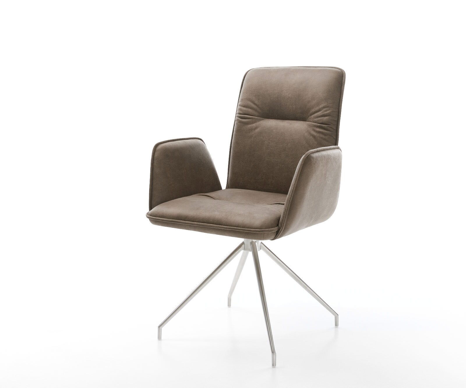 Esszimmerstuhl Vinja-Flex Mikrofaser Taupe Vintage Kreuzgestell konisch Edelstahl Esszimmerstuhl Vinja-Flex Mikrofaser Taupe Vintage Kreuzgestell konisch Edelstahl