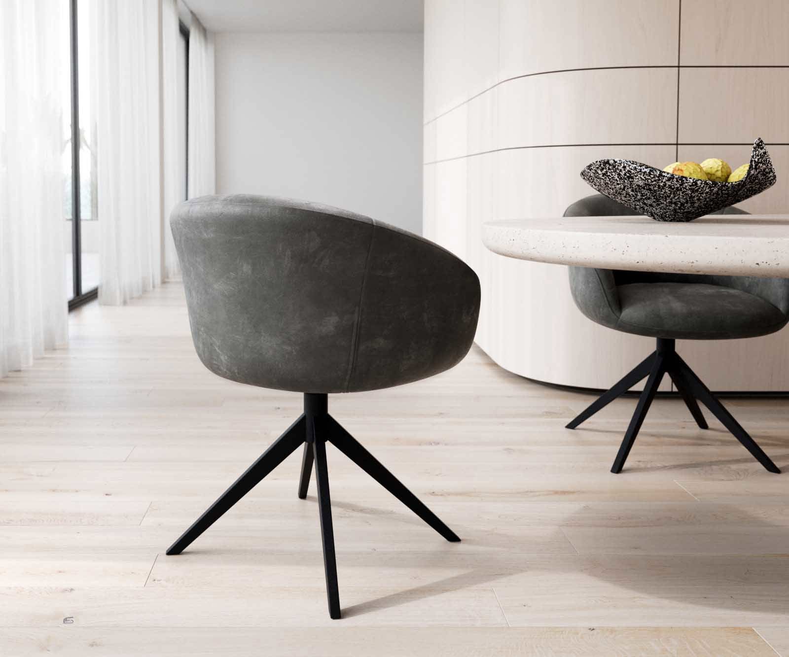 Drehstuhl Vinka-Flex mit Armlehnen Mikrofaser Anthrazit Vintage Kreuzgestell breit Schwarz 360° drehbar Taschenfederkern 4 Drehstuhl Vinka-Flex mit Armlehnen Mikrofaser Anthrazit Vintage Kreuzgestell breit Schwarz 360° drehbar Taschenfederkern 4