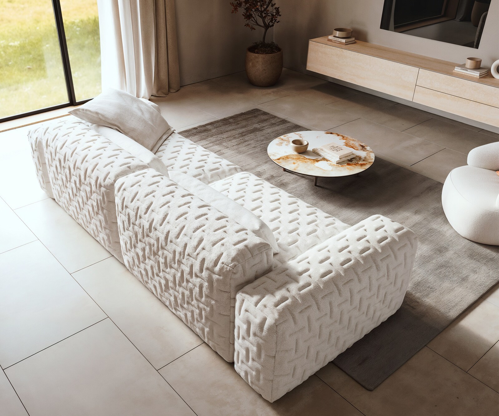 Grand canapé Freestyle Icon 280x110 cm Bouclé beige doux 3
