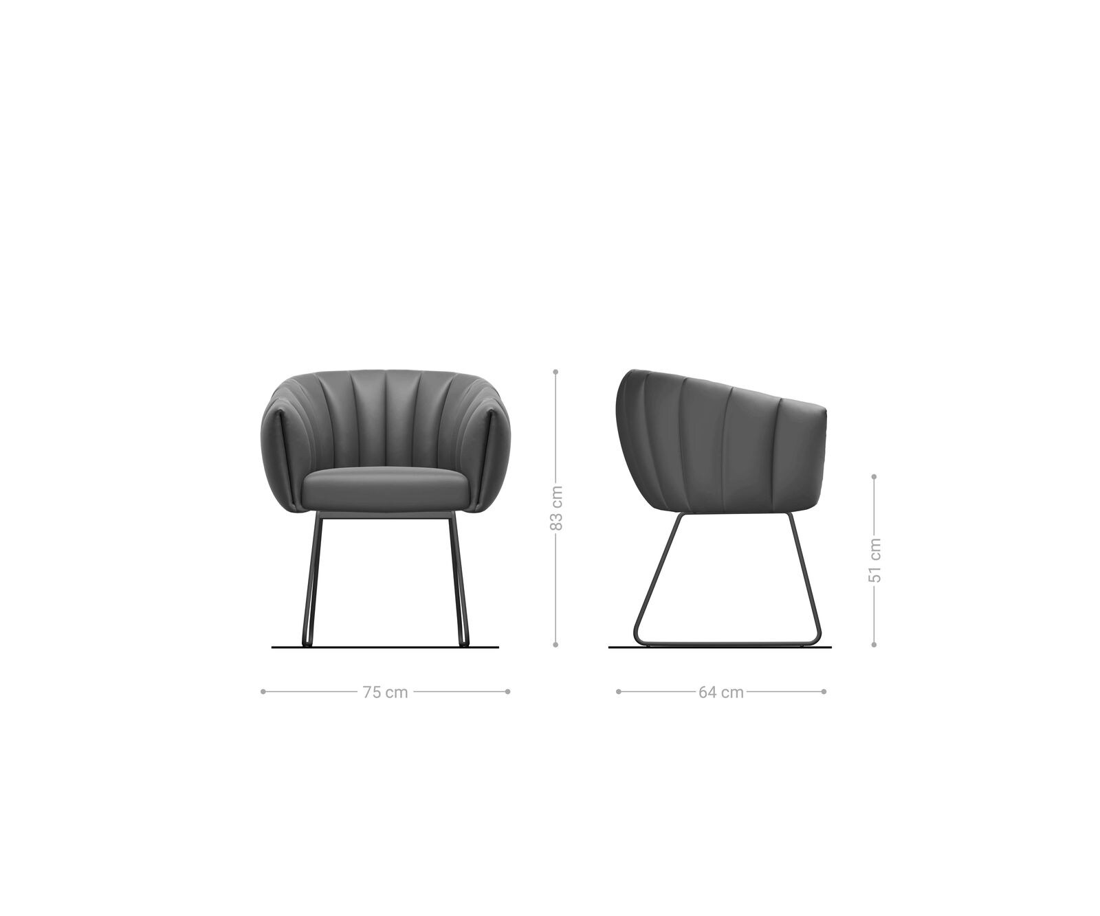 Esszimmerstuhl Jada-Flex Samt Grau Kufengestell Edelstahl Taschenfederkern 5