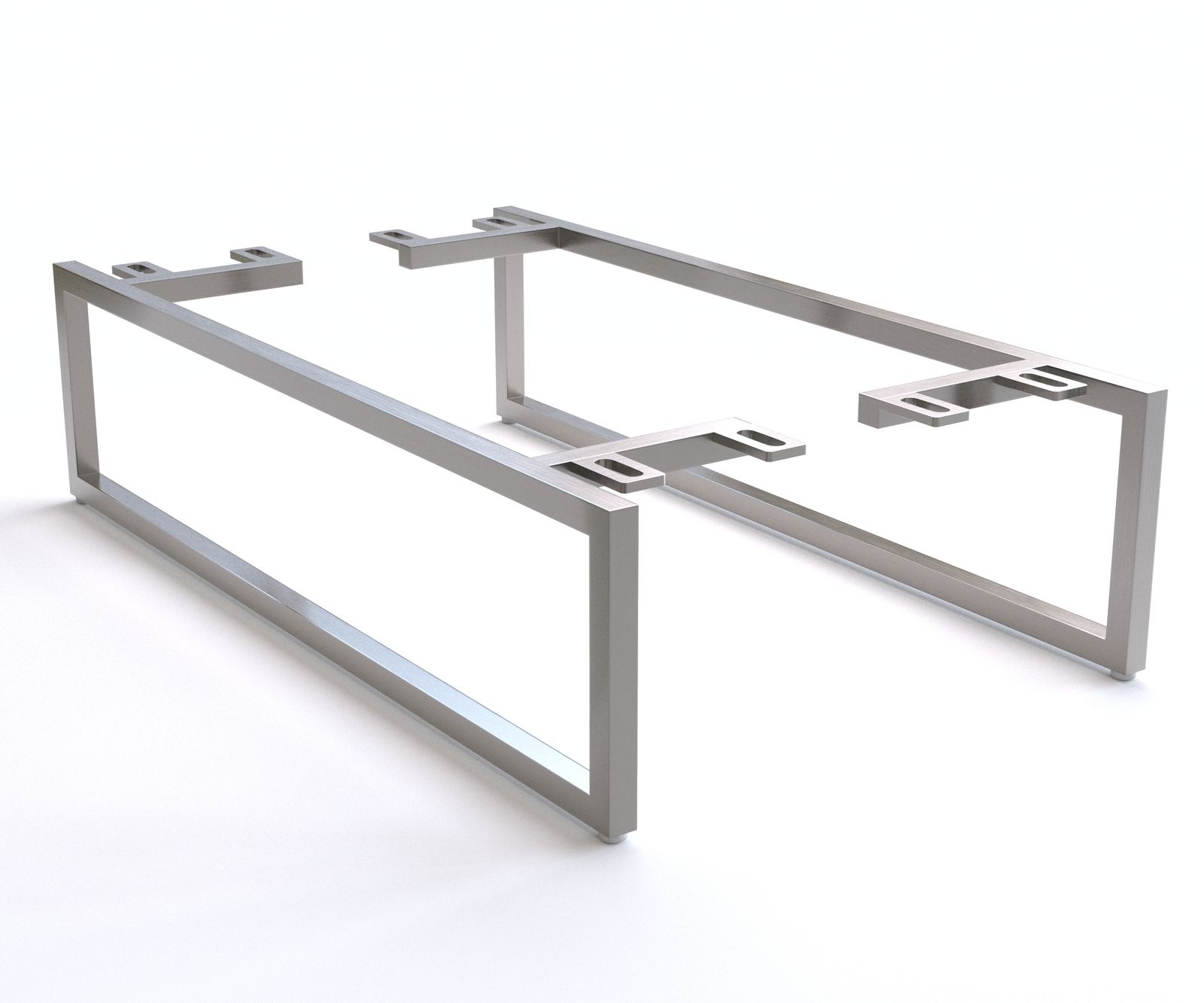 Pied-Patin mince 15 cm inoxydable brossé pour meubles à caisson de profondeur 60 cm (lot de 2)