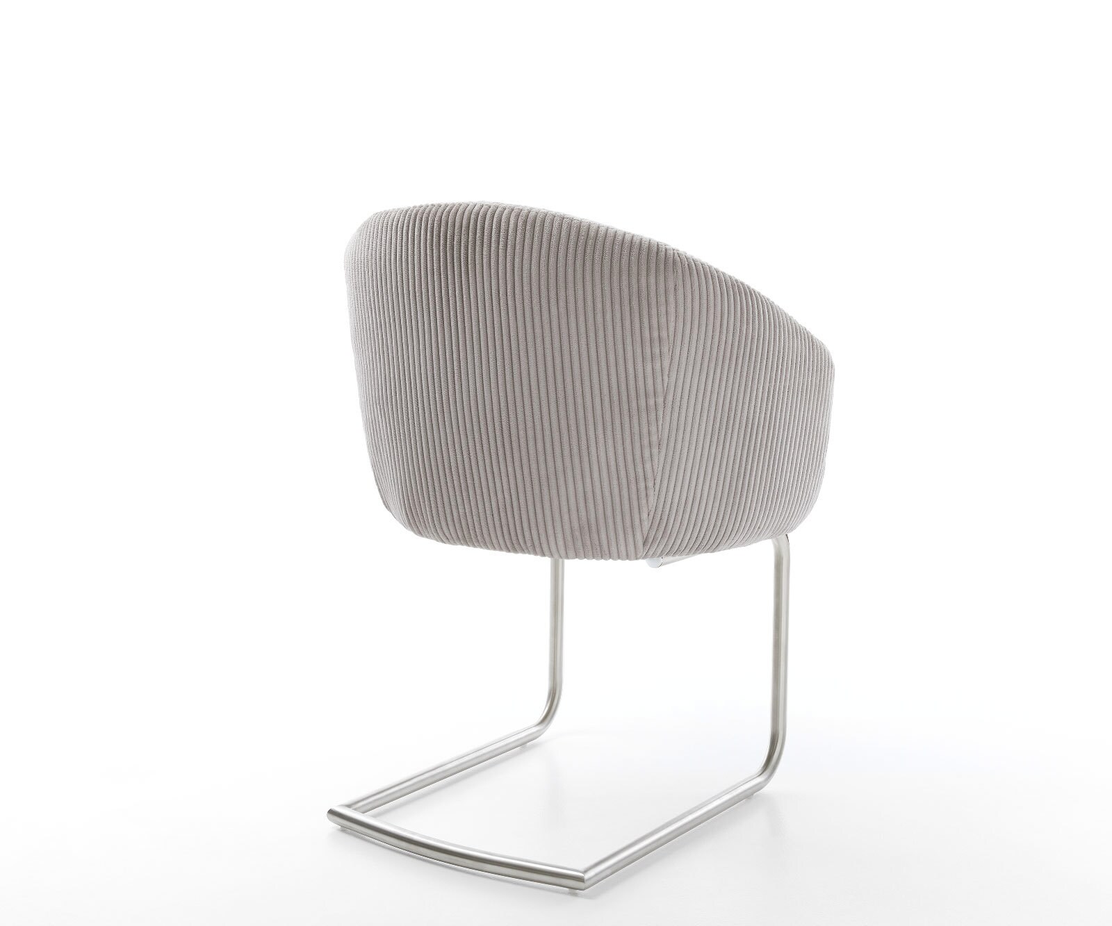 Cantilever Caja-Flex avec accoudoirs côtelé gris argenté pied cantilever rond acier inoxydable brossé ressorts ensachés 5