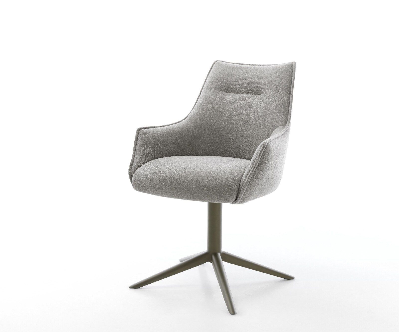Drehstuhl Alja-Flex mit Armlehnen Strukturstoff Soft Grau Fußkreuz Effektfinish Titan 360° drehbar Wippfunktion Taschenfederkern 1