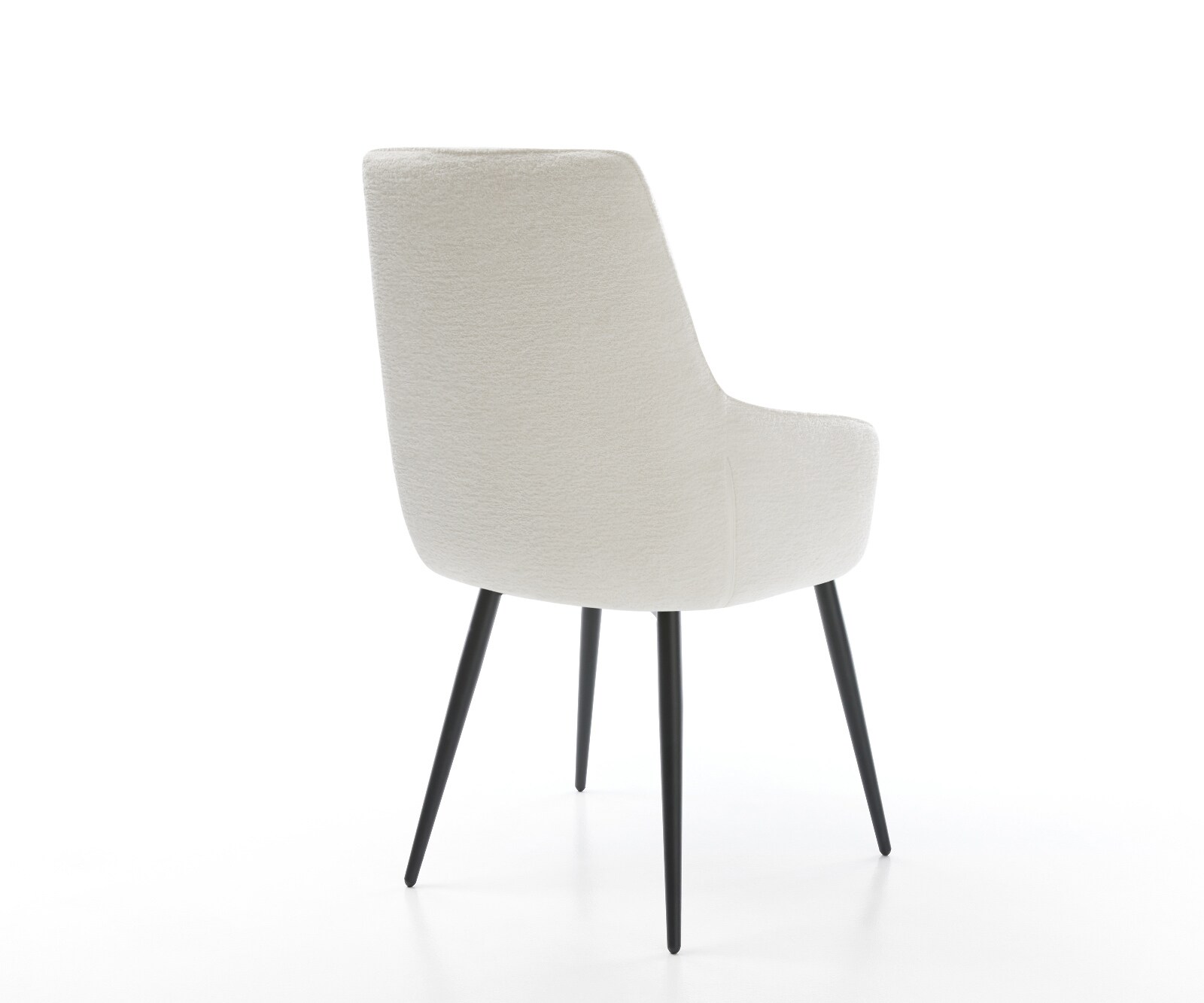 Chaise-de-salle-à-manger Zelia-Flex avec accoudoirs bouclé doux beige 4 pieds coniques noir resorts ensachés 4