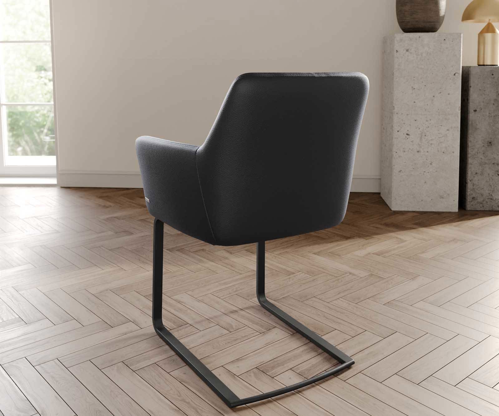 Freischwinger Xana-Flex mit Armlehnen Echt-Leder Schwarz Freischwinger flach Schwarz Taschenfederkern 4 Freischwinger Xana-Flex mit Armlehnen Echt-Leder Schwarz Freischwinger flach Schwarz Taschenfederkern 4