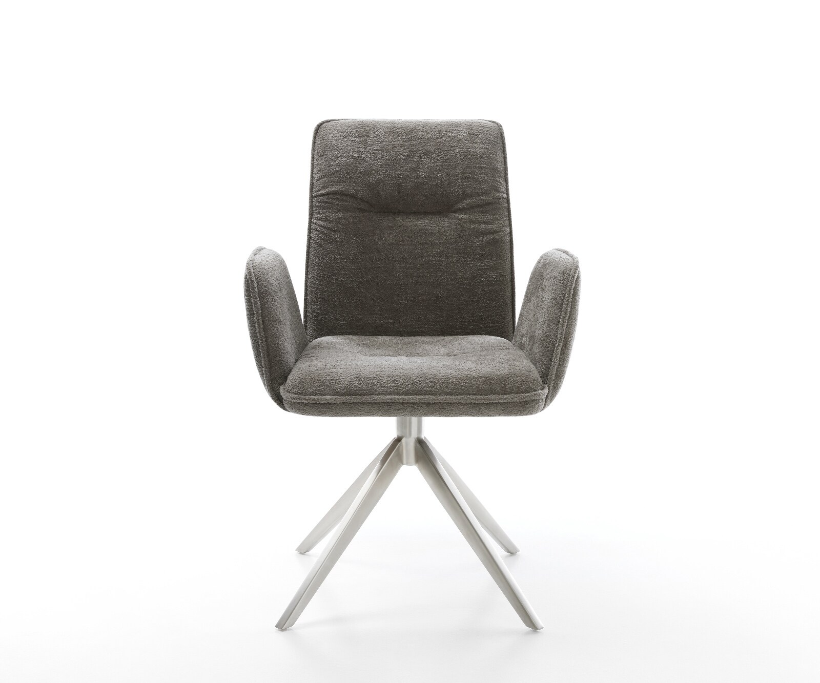 Chaise-pivotante Vinja-Flex bouclé doux couleur boue pied croisé large acier inoxydable pivotement sur 360° fonction bascule 2