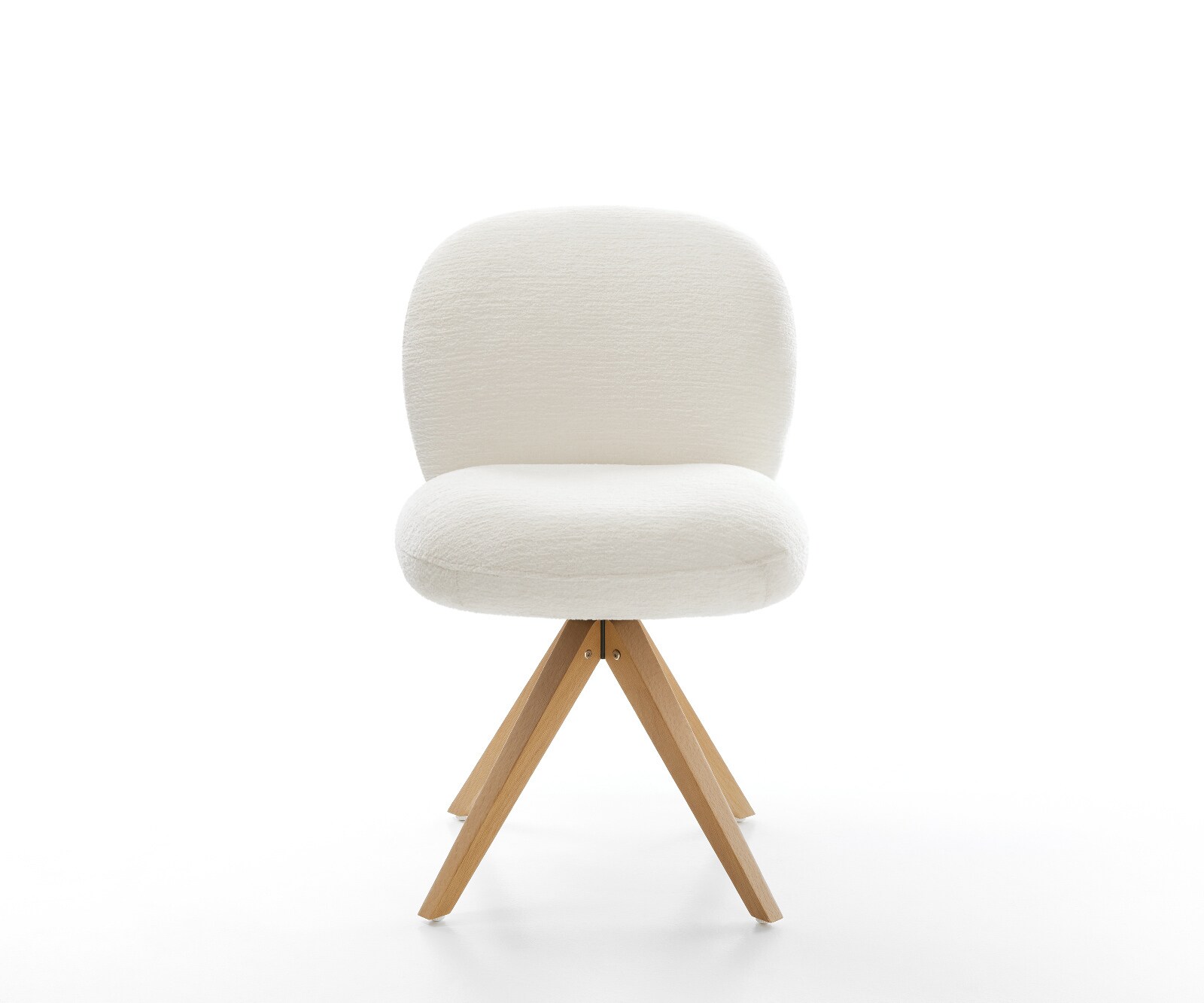 Drehstuhl Nube-Flex Bouclé Soft Beige Holzgestell kantig Natur 180° drehbar Taschenfederkern 1