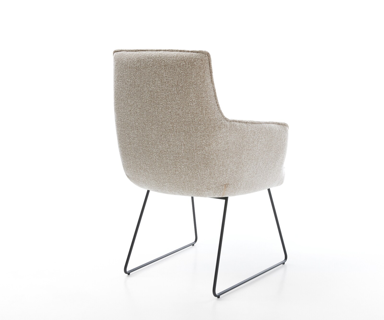 Esszimmerstuhl Heira-Flex mit Armlehnen Webstoff Soft Beige Kufengestell Schwarz Taschenfederkern 5