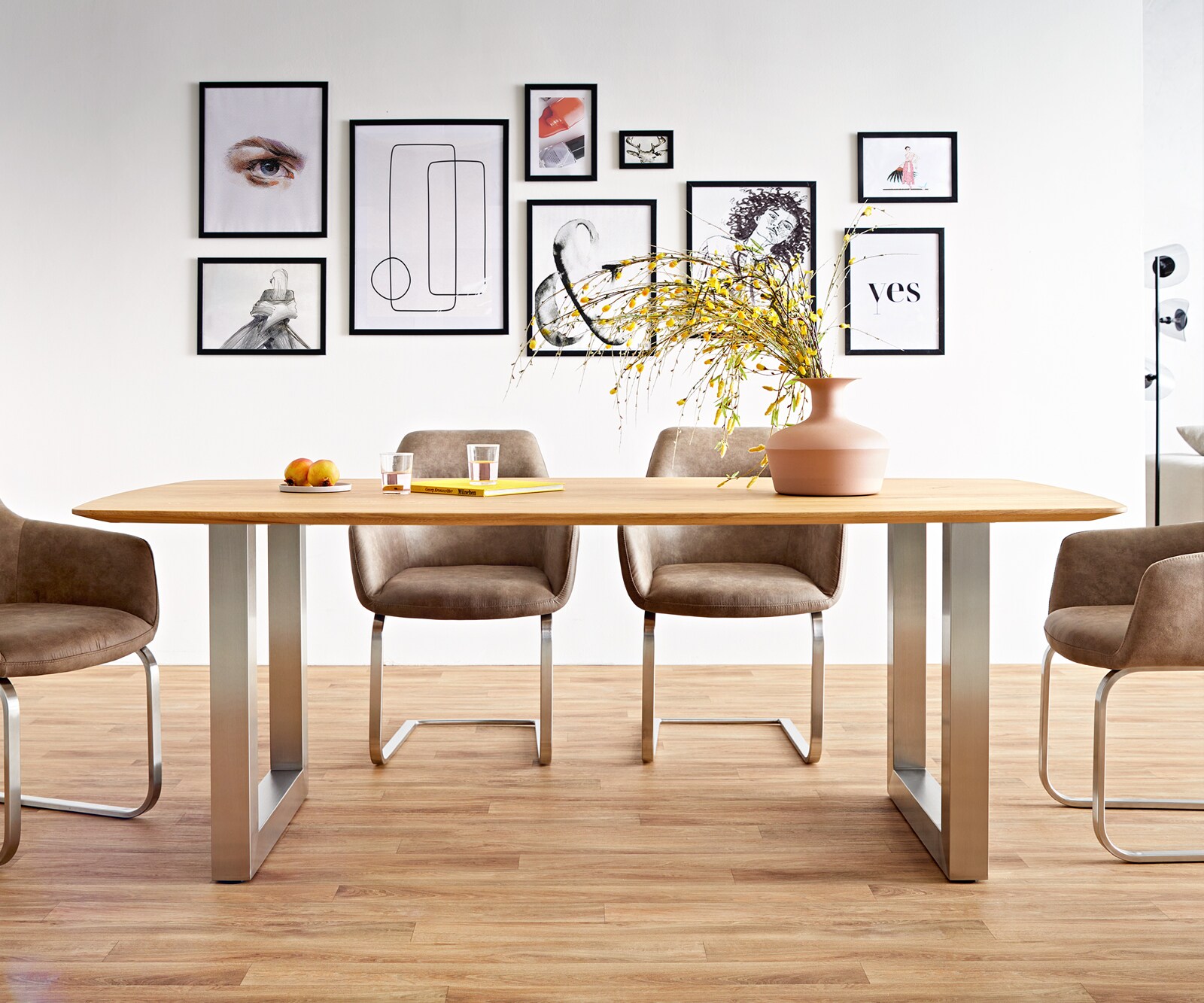 Esstisch Edge Boot 200x100x2,5-3 Eiche Natur Edelstahl Breit Schweizer Kante 4 Esstisch Edge Boot 200x100x2,5-3 Eiche Natur Edelstahl Breit Schweizer Kante 4