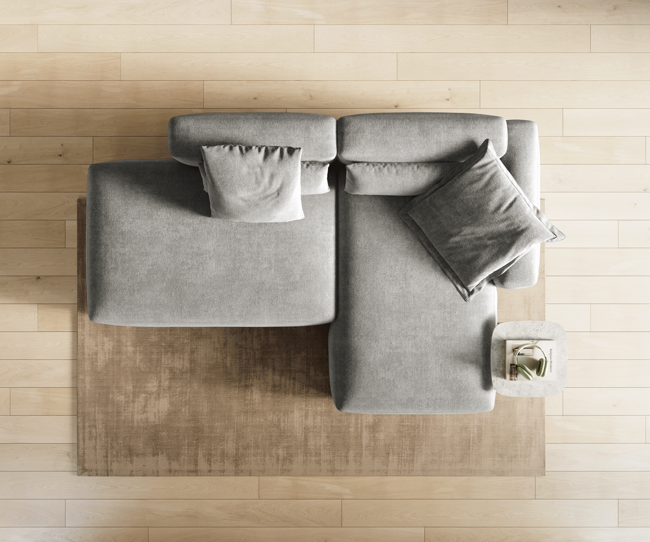 Canapé d'angle Freestyle Pure 310x200 cm Tissu texturé gris doux 5