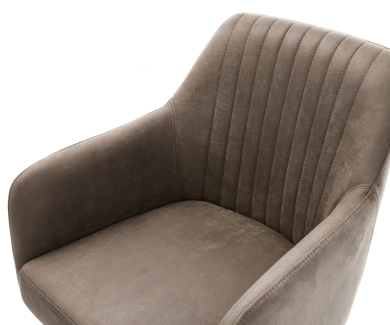 Esszimmerstuhl Greg-Flex Mikrofaser Taupe Vintage Kreuzgestell breit Edelstahl Taschenfederkern 3