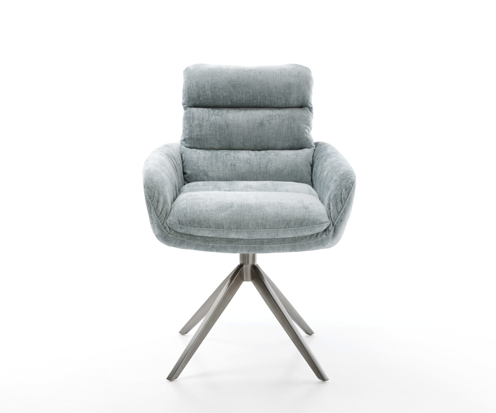 Drehstuhl Abelia-Flex mit Armlehnen Chenille Pastellblau Kreuzgestell breit Graphit 360° drehbar Wippfunktion 1