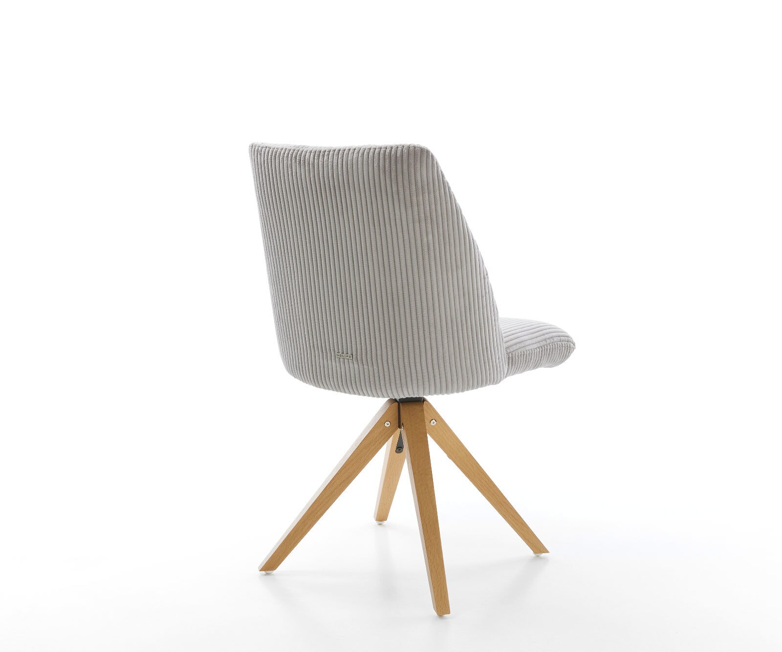 Chaise-pivotante Elso-Flex côtelé gris argenté pied en bois angulaire naturel pivotement sur 180° ressorts ensachés 4