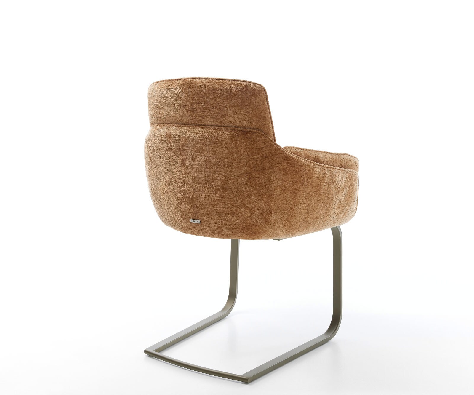 Cantilever Luan-Flex avec accoudoirs chenille rouille pied cantilever plat aspect titane 4