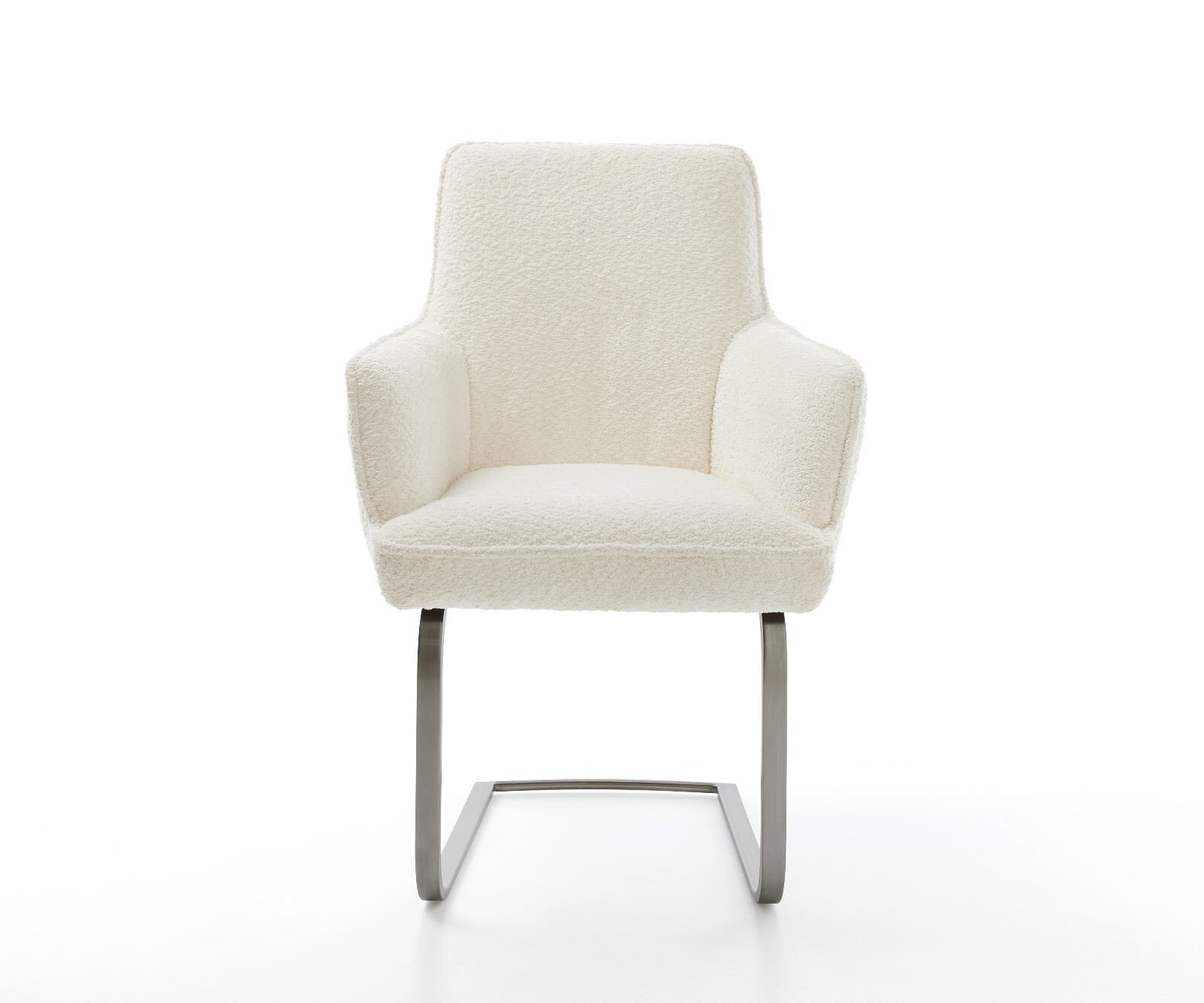 Cantilever Heira-Flex mit Armlehnen bouclé blanc pied cantilever plat grafiete ressorts ensachés 1