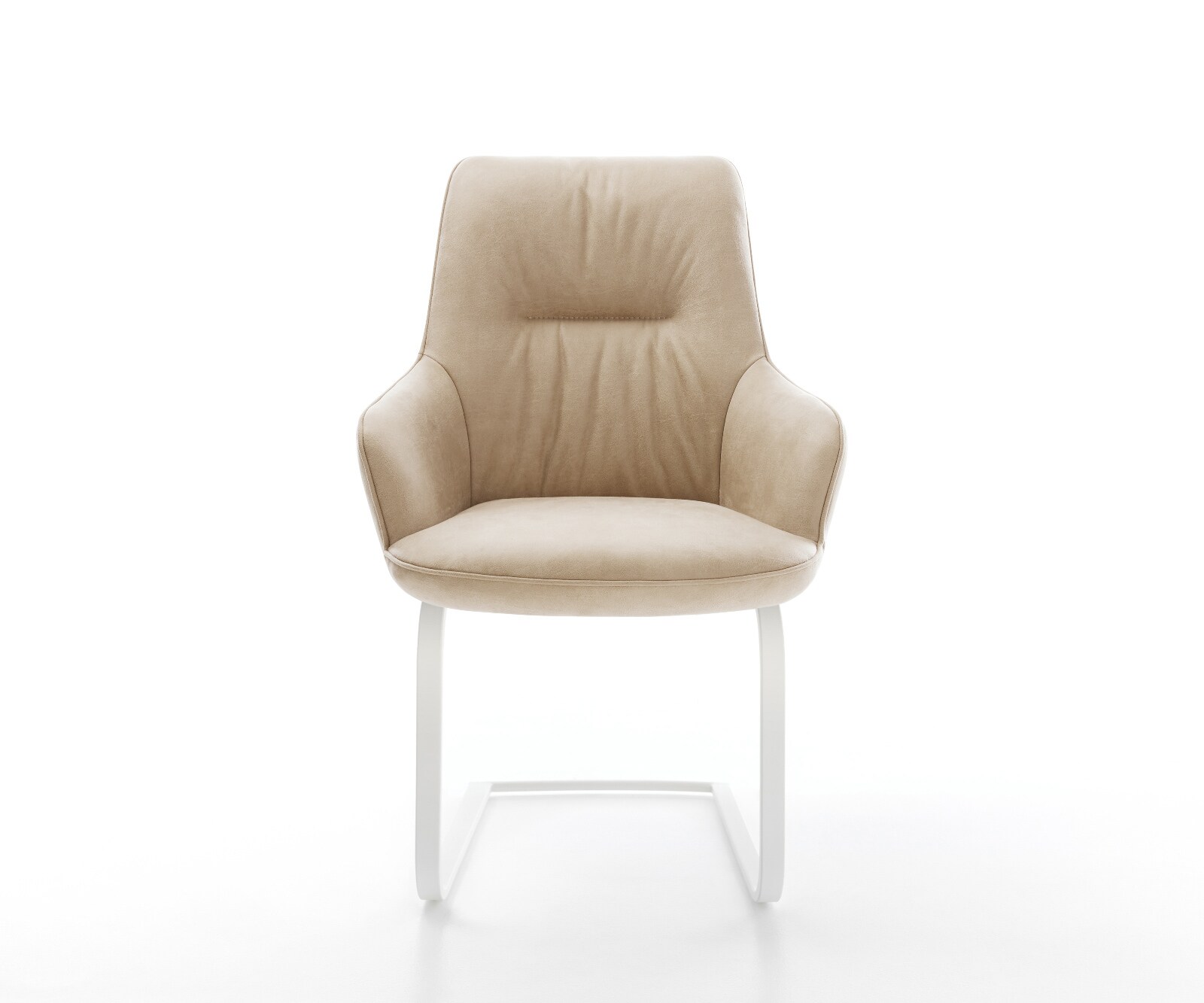 Cantilever Zelia-Flex avec accoudoirs microfibre beige vintage pied cantilever plat blanc ressorts ensachés 2