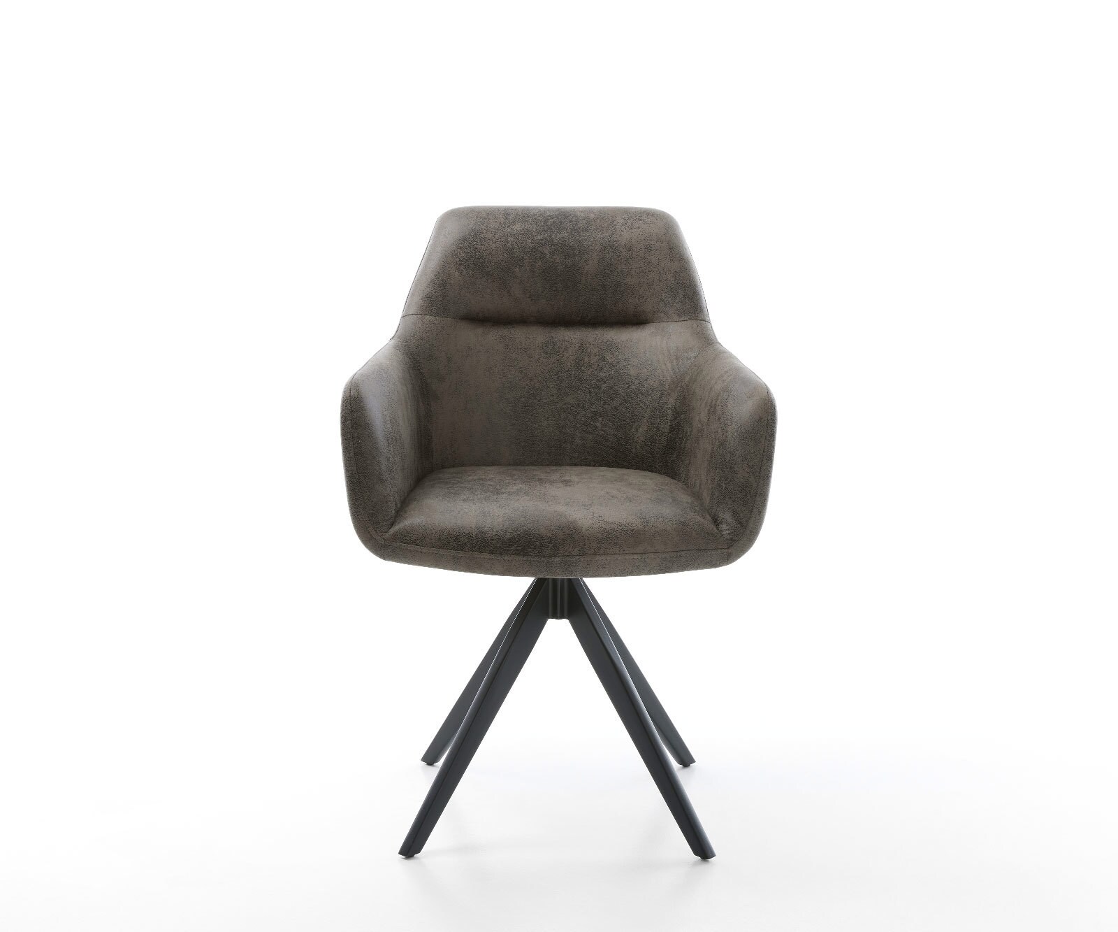 Chaise-de-salle-à-manger Pejo-Flex microvelours gris antique pied croisé angulaire noir ressorts ensachés 1