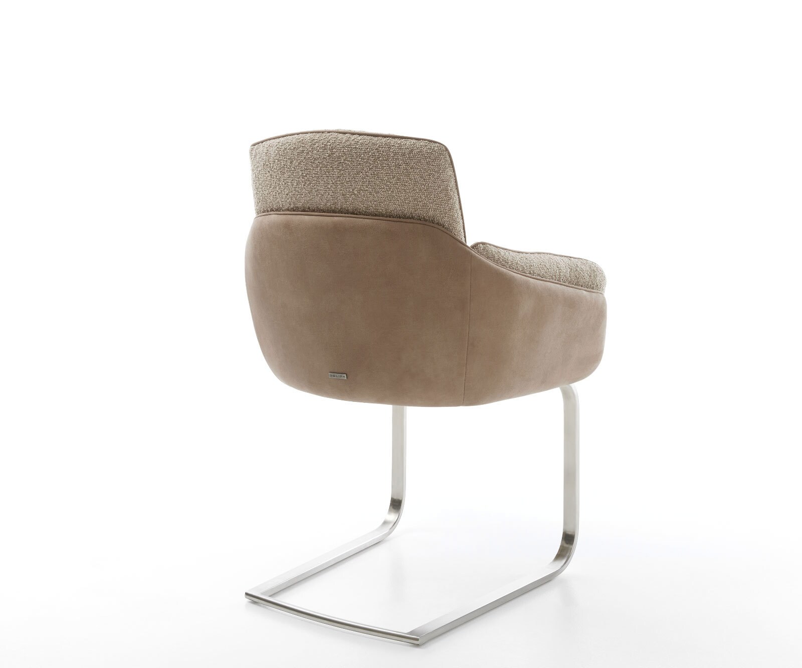 Cantilever Luan-Flex avec accoudoirs tissu mixte couleur boue pied cantilever plat acier inoxydable brossé 3