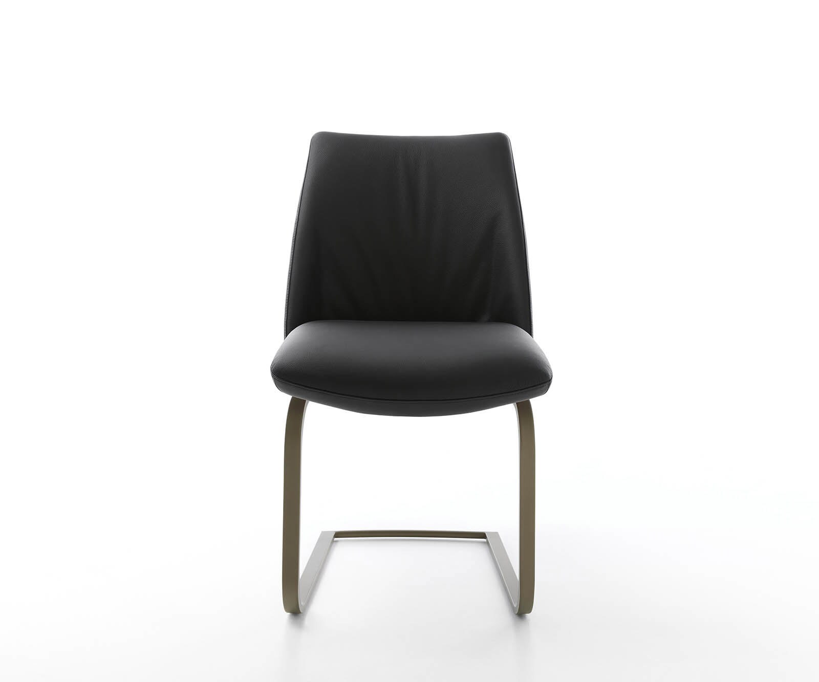 Freischwinger Elso-Flex Echt-Leder Schwarz Freischwinger flach Effektfinish Titan Taschenfederkern 1