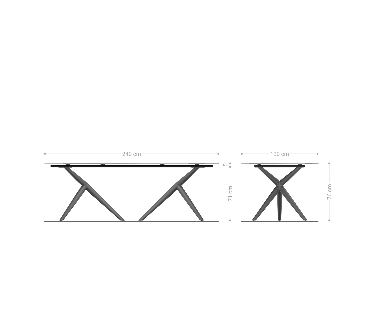 Esstisch Edge Boot 240x120 Keramik Emperador Extra Lucidato Dunkelbraun Estelar rund Edelstahl 6